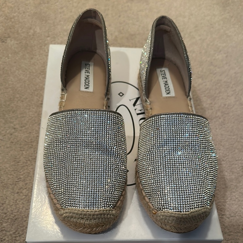 Steve Madden Silver Sparkle Espadrilles
